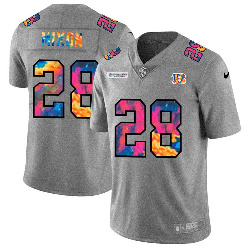 NFL Cincinnati Bengals #28 Joe Mixon Men Nike MultiColor 2020  Crucial Catch  Jersey Grey->indianapolis colts->NFL Jersey